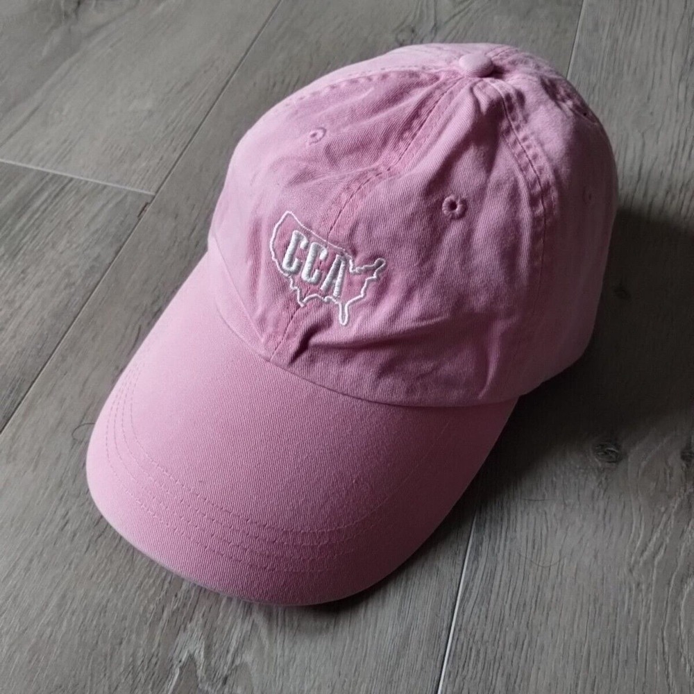 CCA Hat Baseball Cap Golf Pink White Adult Adjustable Strap Embroidered OSFA